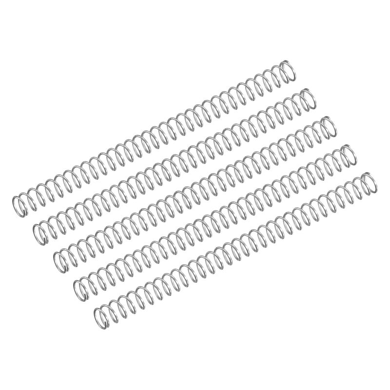 uxcell Compression Spring, 5Pcs 304 Stainless Steel, 3mm OD, 0.2mm Wire Size, 40mm Free Length, Silver Tone - Image 1